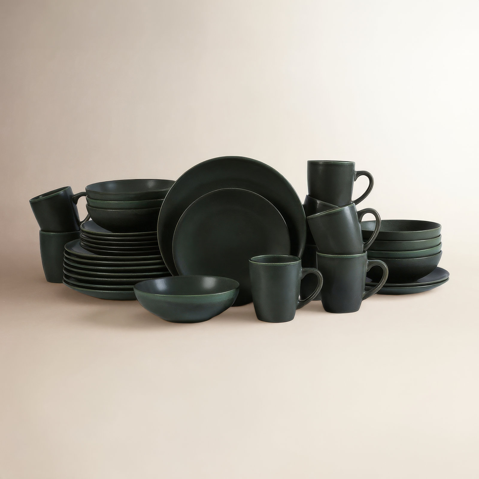 Stoneware Dinnerware Set, Green