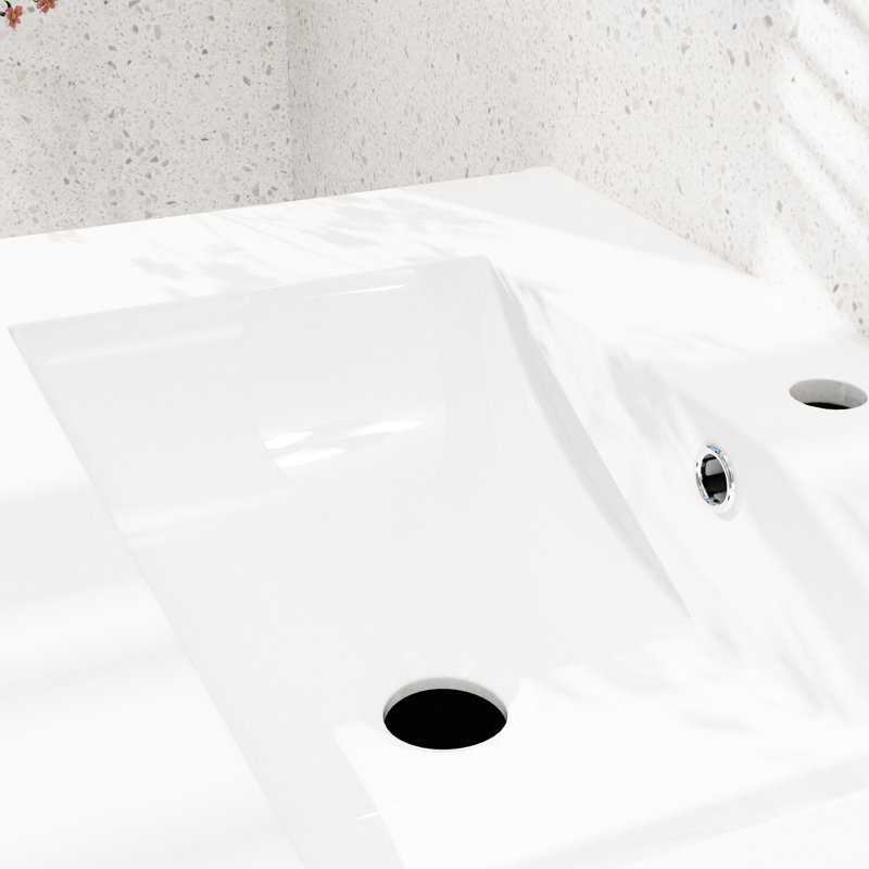 Lavabo encastré en céramique blanc 24 po pour meuble-lavabo 24 po, aspect contemporain, dimensions de 23,6 po x 18,1 po, procédé de fabrication de qualité contrôlée, dimensions, fabrication de qualité