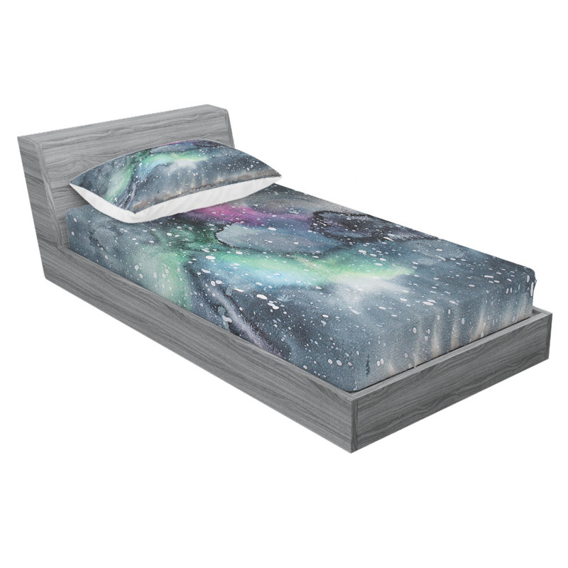 Microfiber Abstract Sheet Set, Twin Sheet Set with Fitted Sheet