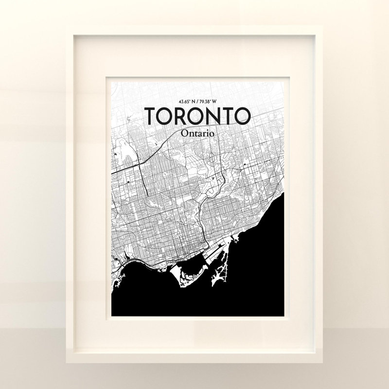Toronto City Map In Ink - No Frame Print, 20cm H x 16cm W x 0.05cm D