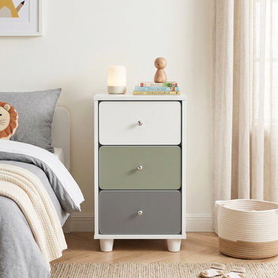Liston 3 Drawer Bedside with Custom Green and Pink Panel Design