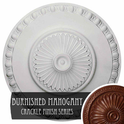 Endurathane Lyon Ceiling Medallion, 23 1/2"OD x 3 1/4"P (Fits Canopies up to 3 5/8"), Hand-Painted Burnished Mahogany Crackle Finish