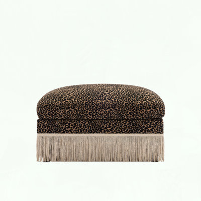 Modular Ottoman with Leopard Print Chenille and Tassel Trimmings