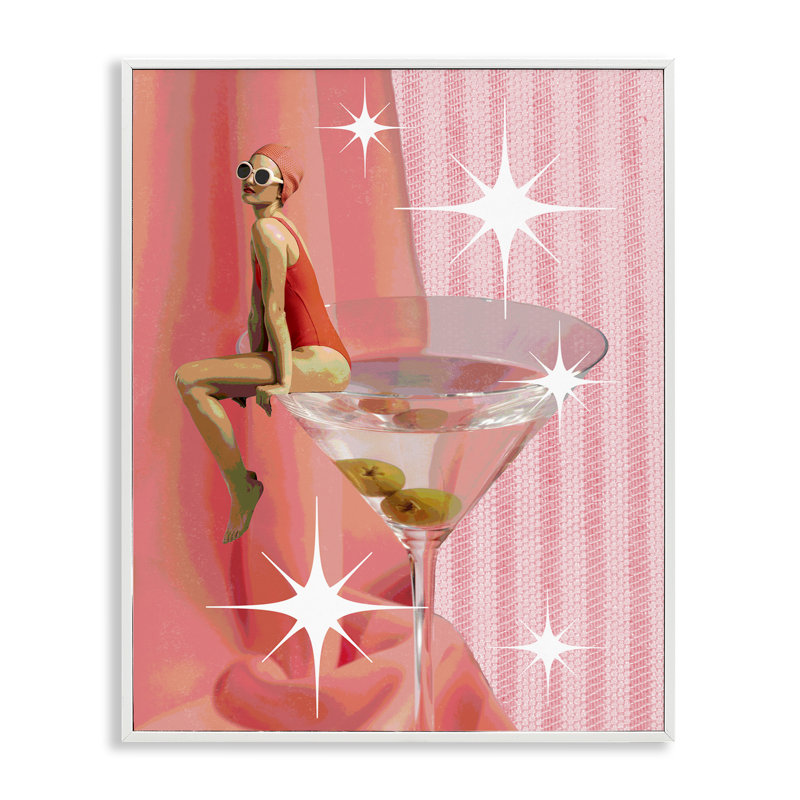  «Vintage Swimmer on Drink», estampe numérique par Daphne Polselli, H 14 po x l 11 po