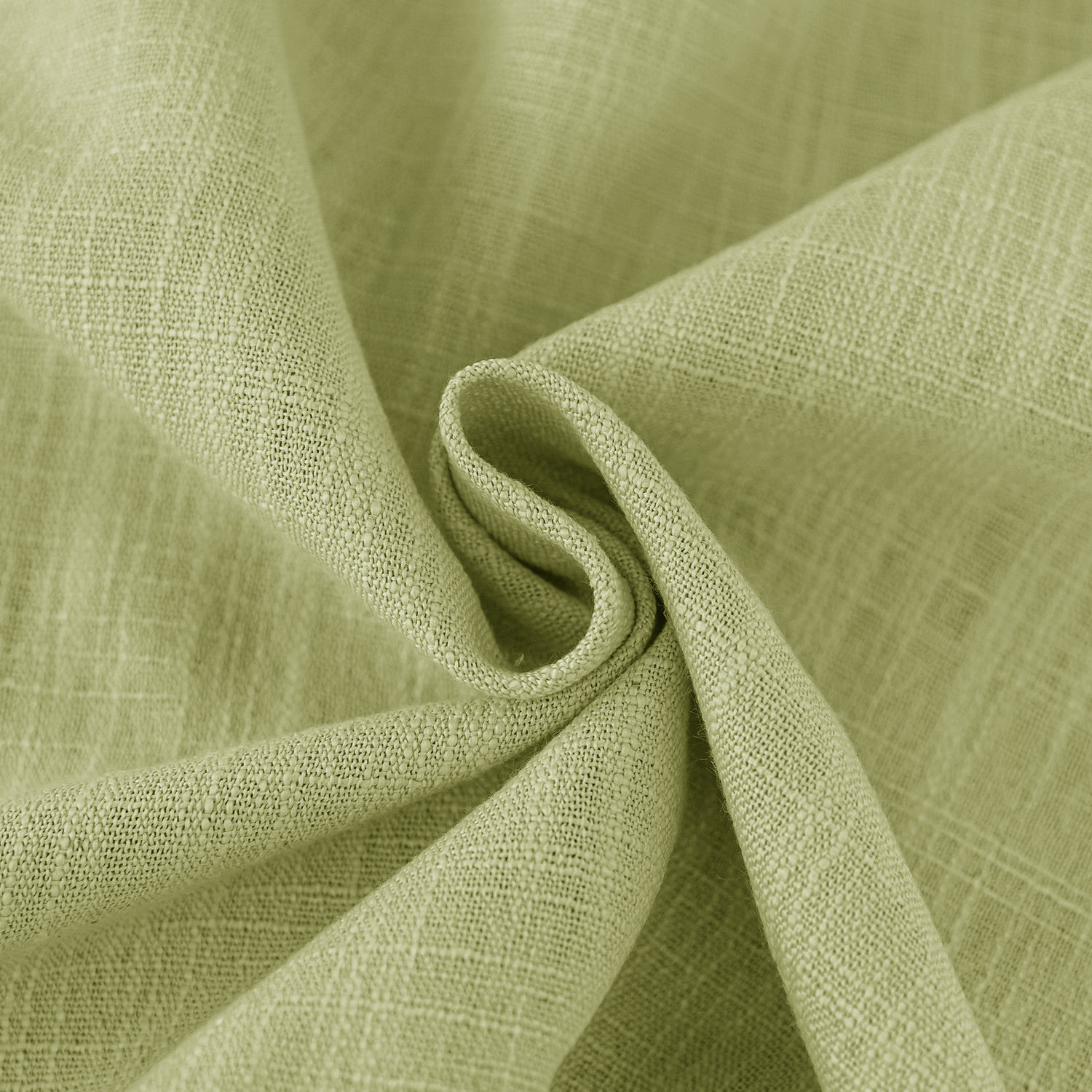 Kambi Semi-Sheer Linen Blend Curtain Set, Sage, 52" W x 63" L