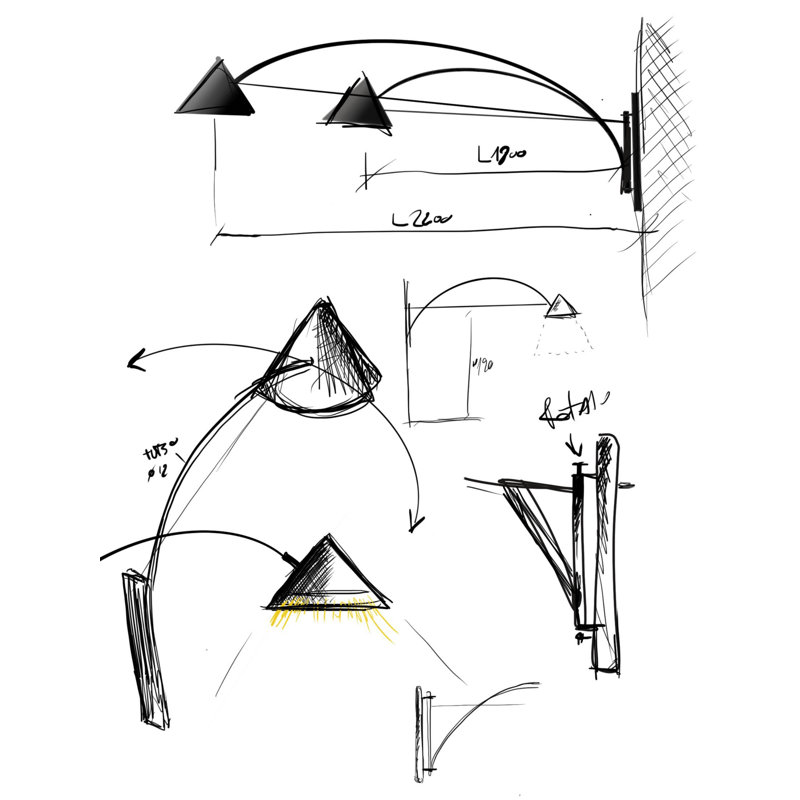 Flyer LED Armed Sconce, 2700K, Black, 65cm H x 43cm W x 175cm D