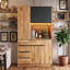 105cm W Freestanding Kitchen Cabinet & Microwave Stand with 4-Tier Pull-Out Spice Rack, Multi-Tier Pantry Cupboard with App LED & Power Socket, Natural Wood, 105x40x185cm
