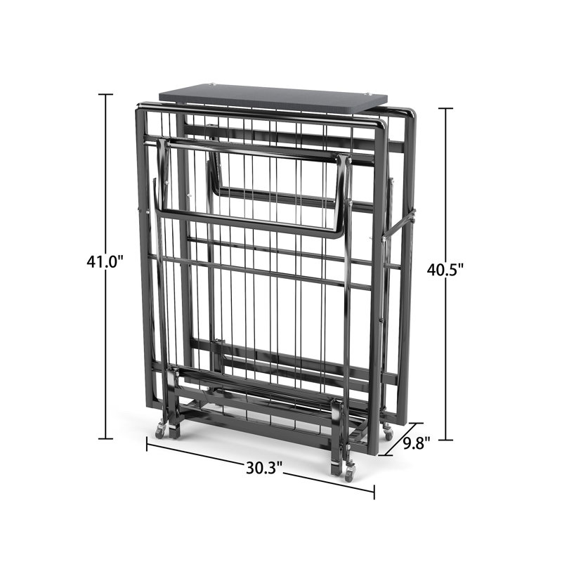 Metal Folding Bed Frame With Foam Mattress Of Pockets, Easy Storage And Movable With 4 Castors