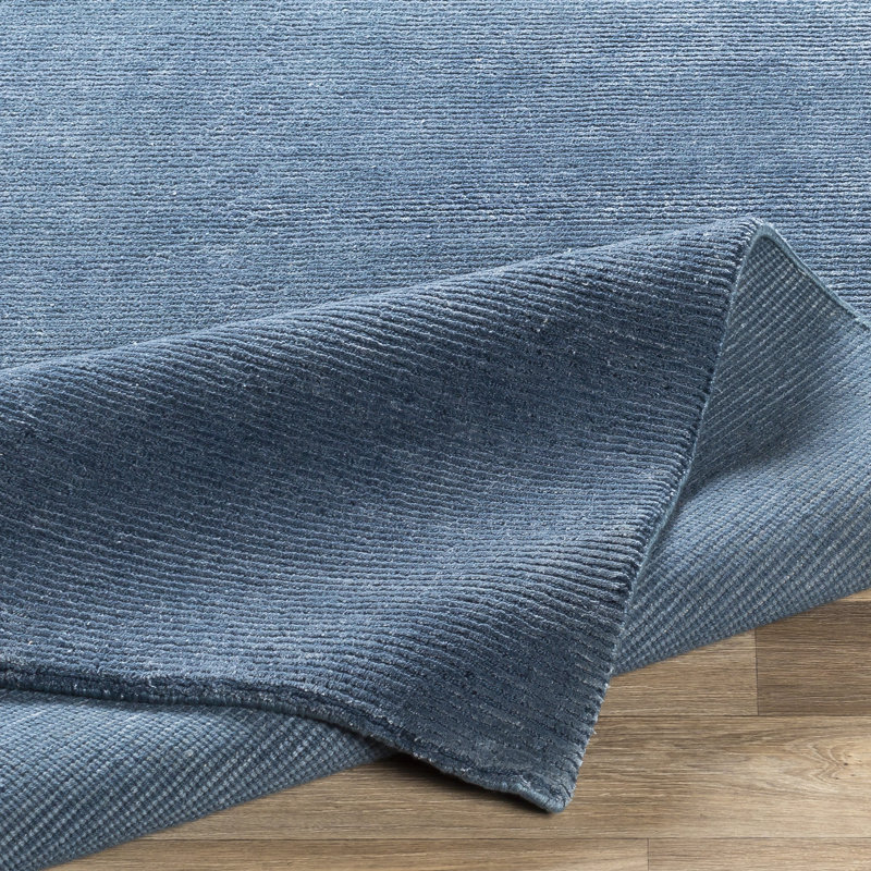 Tapis bleu foncé en laine noué à la main, Rectangle 2 pi x 3 pi