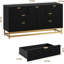 Commode noire 53,5 po à 7 tiroirs, commode longue moderne avec poignées dorées, grand espace de rangement pour la chambre à coucher, le placard et le salon