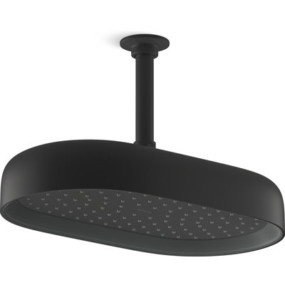 Statement 14" Single-Function Wall or Ceiling-Mount Round Rainhead, Oblong Rain Showerhead 2.5 GPM