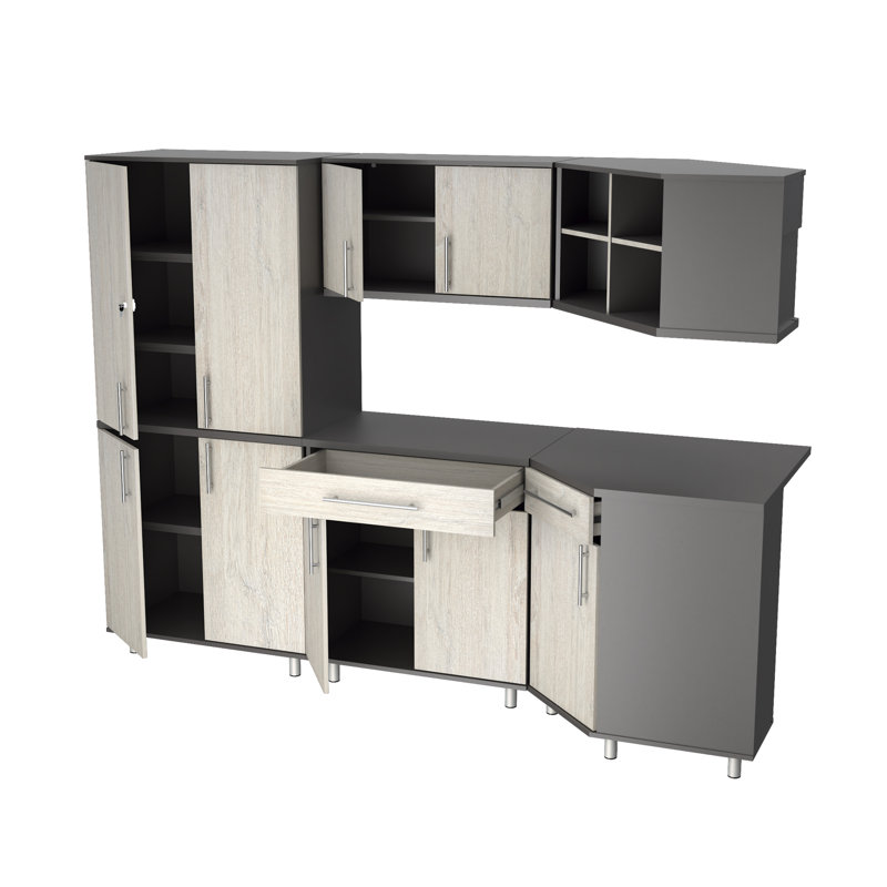 Ensemble d'armoires de garage 5 pièces Kratos, Chêne Chantilly / gris foncé