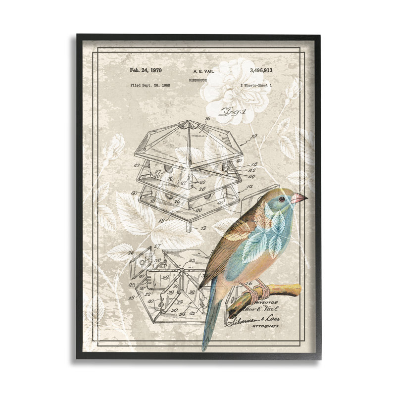 Oiseau bleu par Daphne Polselli, H 30 po x l 24 po, Giclée encadrée noir minuit