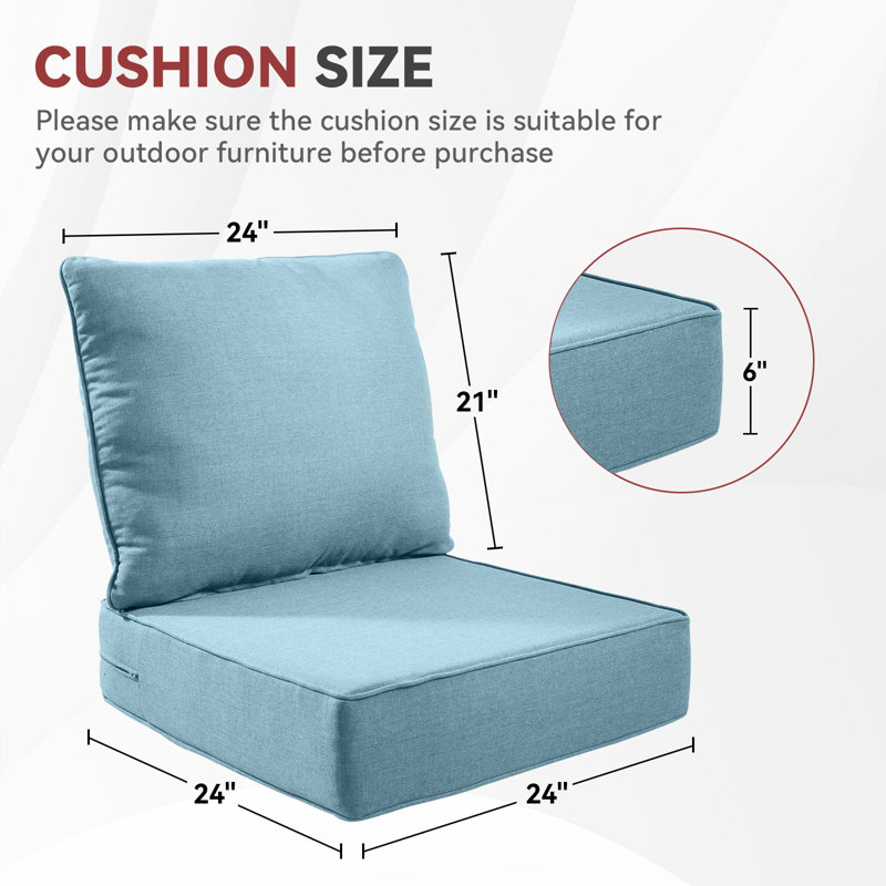 Ancolonia Outdoor 6" Thick Cushion Set - Seat/Back Cushions For Swivel Gliders And Armchairs (Set Of 5), 5, Light Blue