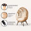 Fauteuil à œufs en osier noir naturel à rayons ouverts avec coussin, capacité de 400 lb pour une utilisation intérieure / extérieure