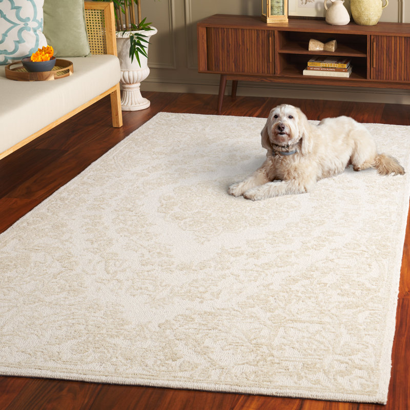 Tapis ivoire / vert clair Ebony 218, Rectangle de 5 pi x 8 pi