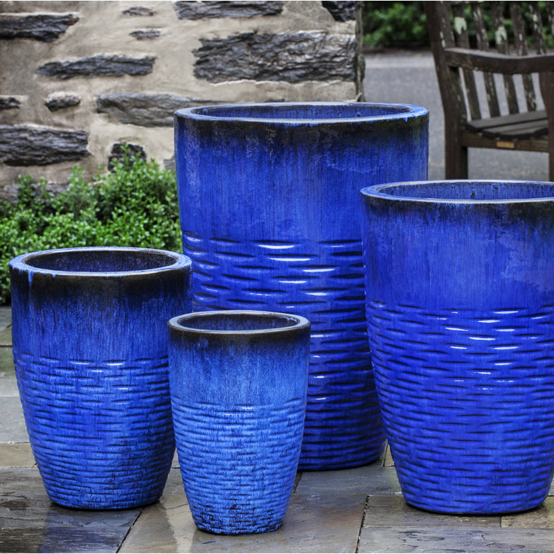 Bulverde Handmade Pot Planter, Riviera Blue