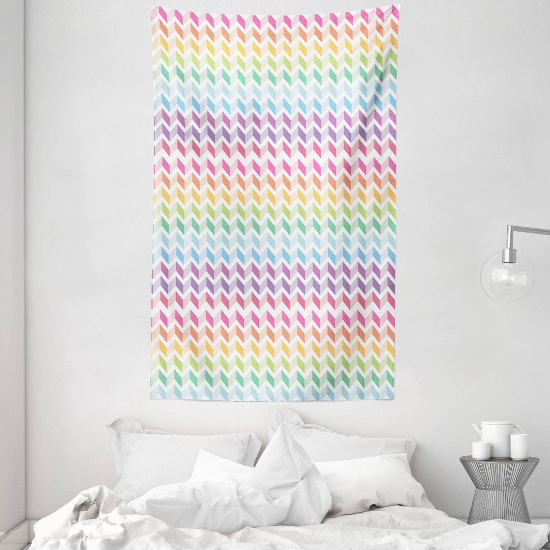 Wandteppich, Pastellfarbener Regenbogenton Chevrons, Multicolor