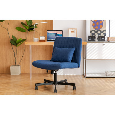 Fauteuil de bureau en lin bleu à hauteur réglable, pivotant à 360 ° et inclinable de 108 à 130, avec rembourrage en mousse à mémoire de forme luxueux, idéal pour les espaces de travail Chaise, revêtement, mousse, espaces