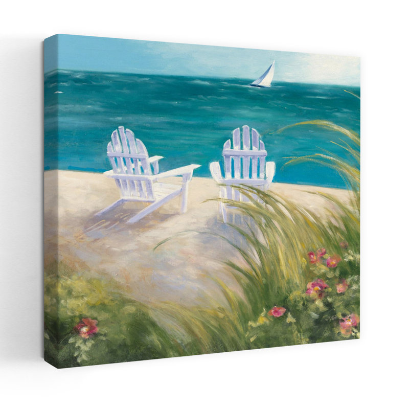 «Coastal Regatta I Square» avec art des plages Adirondack, H 32 po x l 32 po
