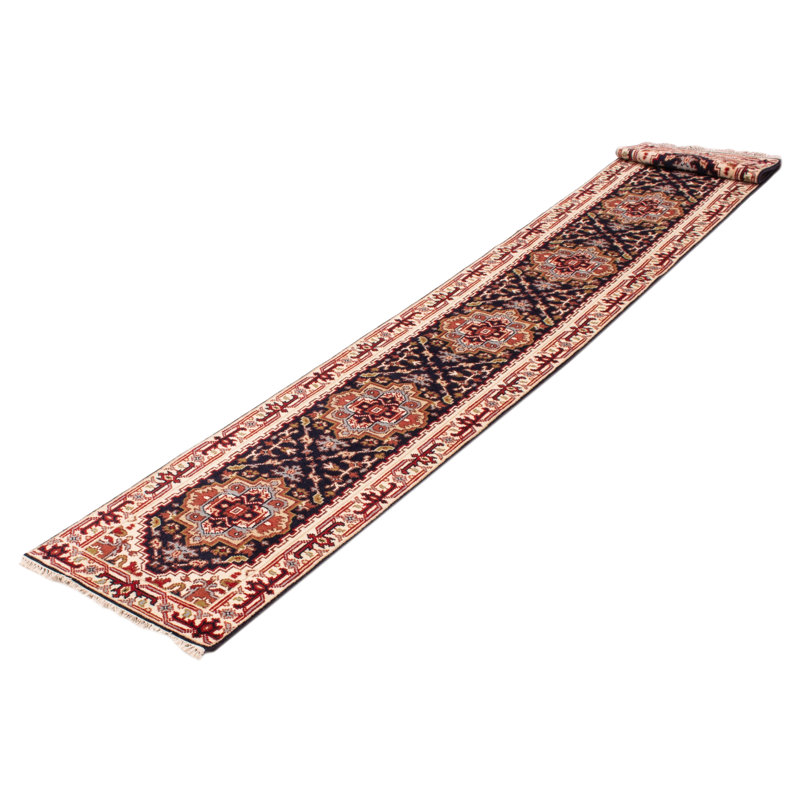 Tapis bleu foncé Serapi Heritage 2 pi 6 po x 19 pi 10 po