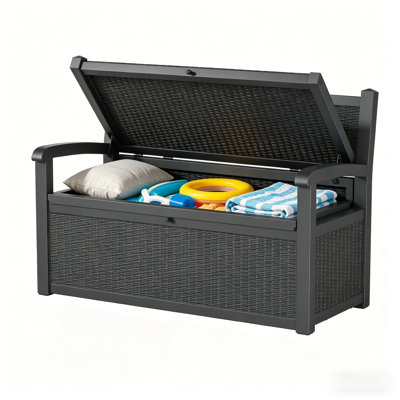 Banc de rangement extérieur 80 gallons, meubles de rangement imperméables et verrouillables pour patio, jardin, porche, outils et coussins