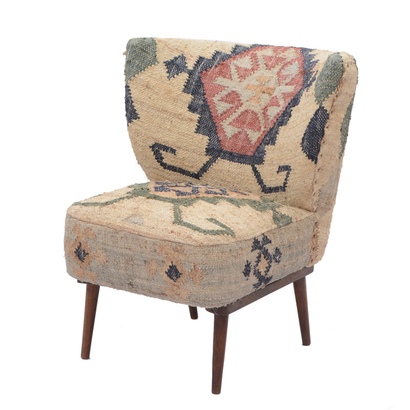 Kelm Dhurrie Handcrafted Petite Jute Accent Chair