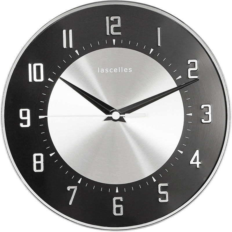 Funky Deco Clock, Domed Glass, Embossed Metal Dial - 20.5cm, Black