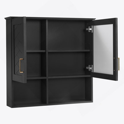 Bathroom Mirror Cabinet, Wall Mounted Storage Cabinet With Adjustable Shelves, Soft Close Doors