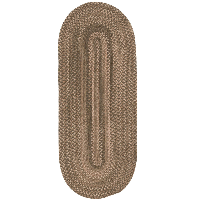 Tapis brun en laine tressé Nuriye, Tapis de couloir 2 pi x 7 pi