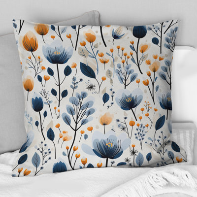 Motif floral blanc et blanc Cottage - Coussin décoratif imprimé floral