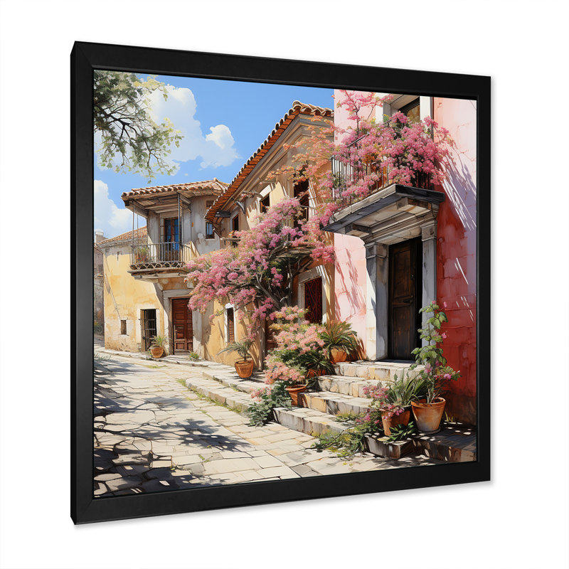 «Mexique Colonial Charm» - art mural mexicain, H 36 po x l 36 po x P 1,5 po, Cadre simple noir