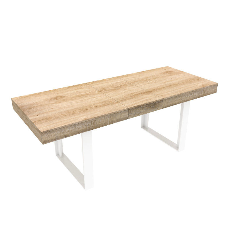 Table de cuisine moderne extensible, avec une finition grattée et une table de conception simple pour les grandes salles à manger, style de surface