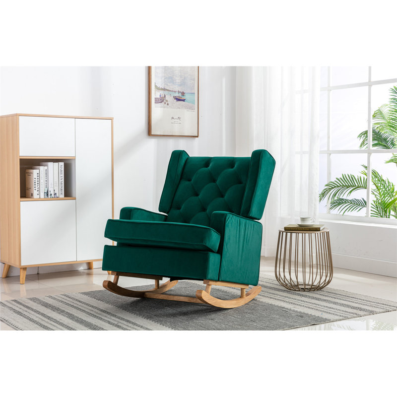 Fauteuil à bascule Mid-Century, Émeraude