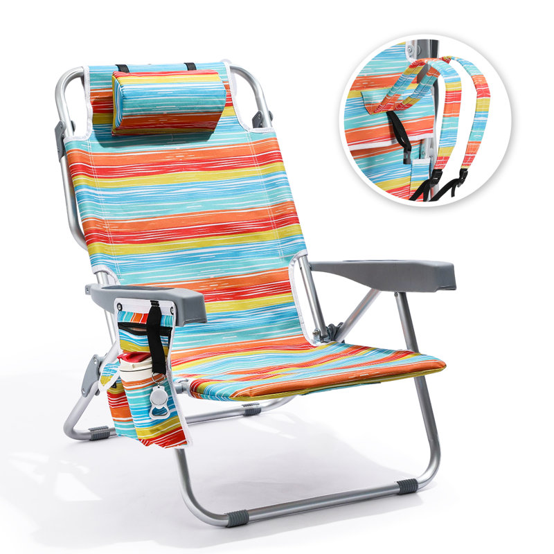Chaise de plage en aluminium, 1, Rayures multicolores