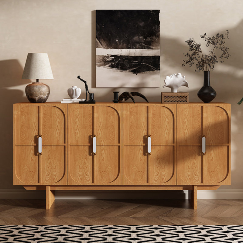 Buffet de style américain rétro, H 35,4 po x l 59 po x P 17,5 po, Burlywood
