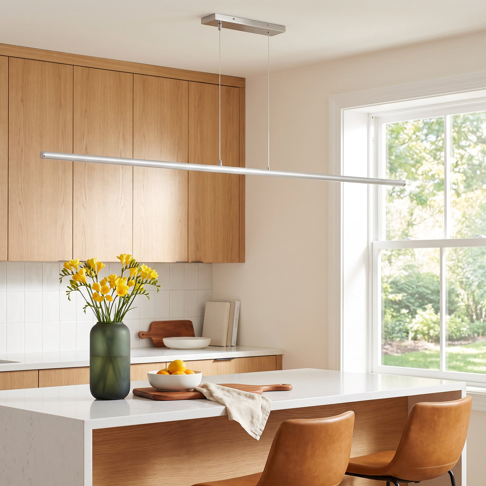 Single Light LED Pendant, Satin Aluminum