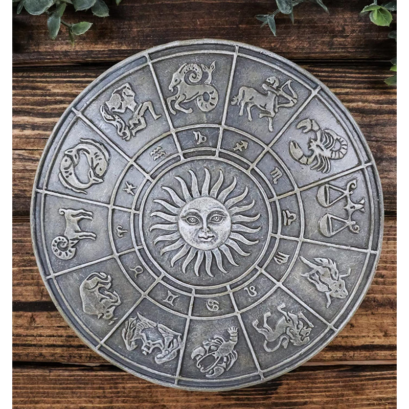Bungalow Rose, horoscope astrologique grec ancien, constellations du zodiaque avec dieu du soleil Belénos, médaillon mural rond décoratif, plaque, décoration intérieure