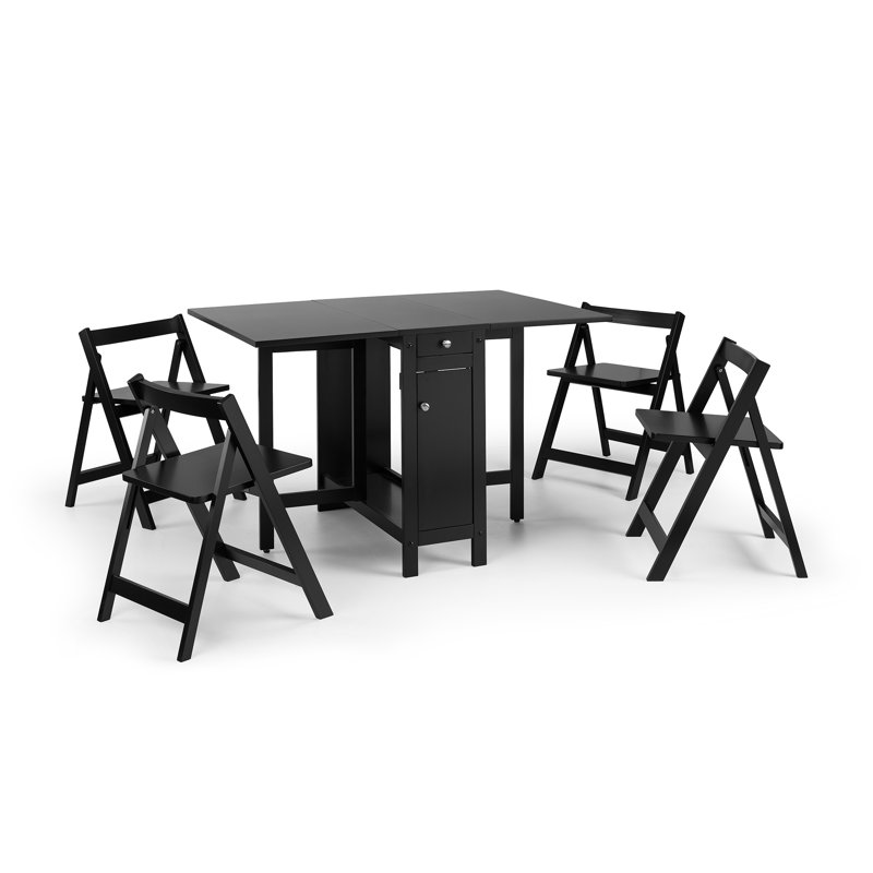 Alfreda 4 - Person Drop Leaf Dining Set, Black