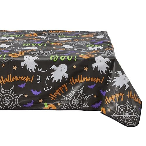 PVC Tablecloth Halloween Design 52x70in - Spooky Night Delight, 52cm W x 228cm L
