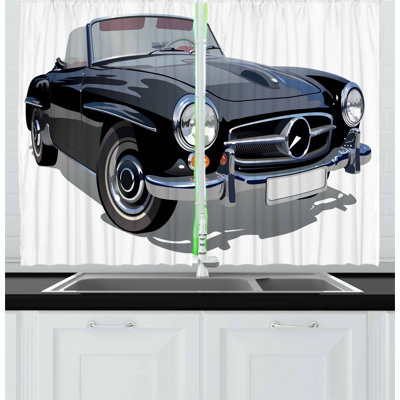 Cars 2 Piece Kitchen Curtain