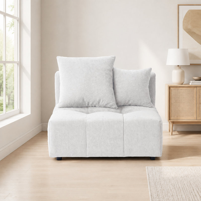 Chaise sans accoudoirs en tissu Kay, Blanc