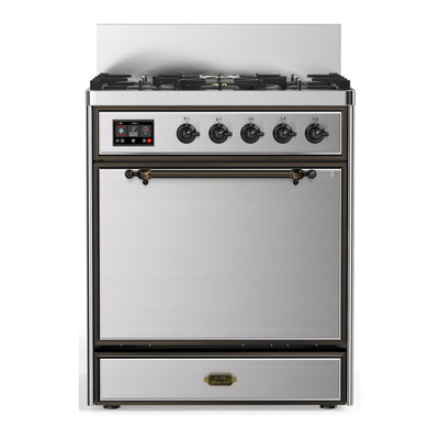 Cuisinière à double combustible 30 pouces avec 5 brûleurs scellés en acier inoxydable Majestic III Series (gaz naturel, garniture brunie)