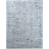 Floral Area Rug in Gray/Light Blue