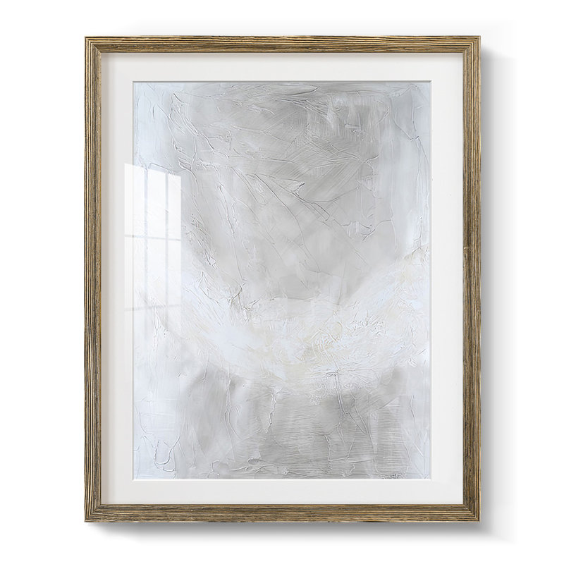 Snowdrift II, Blanc, Papier avec cadre noyer