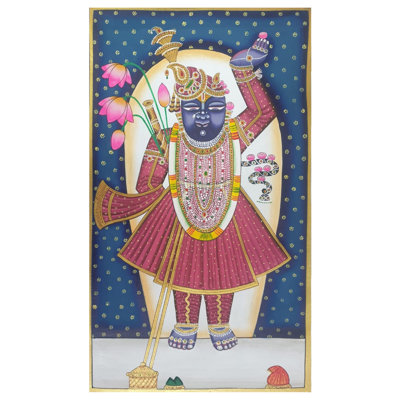 Shrinathji With Beautiful Lotus | Natural Color On Cloth | By Jagriti Bhardwaj