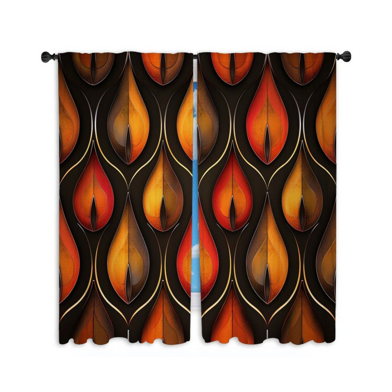 Metallic Pattern Art Room Darkening Curtain Pair, 20" W x 54" L
