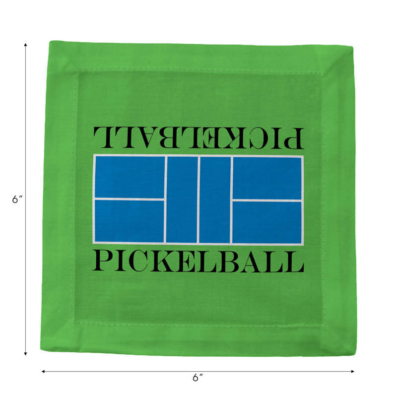 Pickelball Court Cotton Sateen Cocktail Napkins, Blue Green