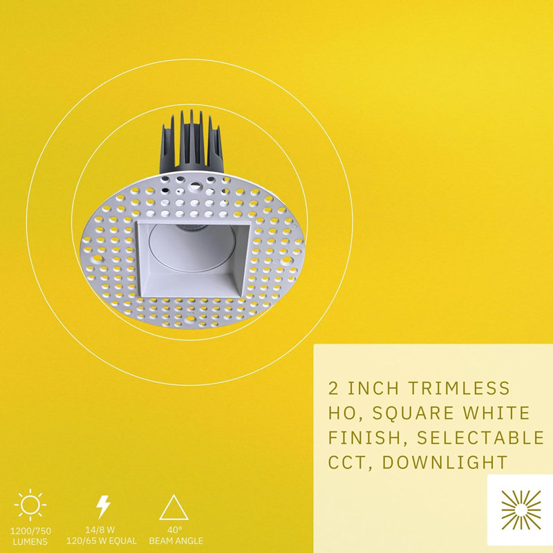 Ensemble d'éclairage encastré 2 po 14 watts, Blanc