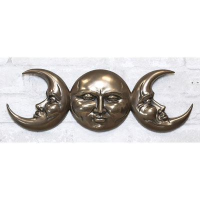 Ebros Wicca Sacred Triple Goddess Moon Mother Maiden Crone Hanging Wall Decor Sculpture Plaque Figurine 15.25"Long Neopagan Phases Of The Moon Celestial Lunar Sculpture